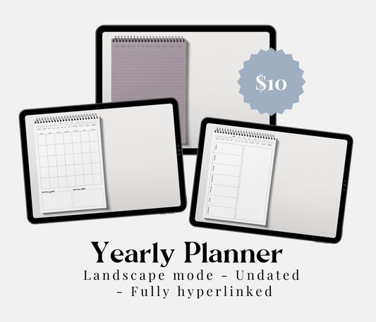 Yearly Digital Planner 2024 - Landscape mode