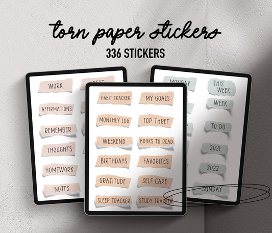 300+ Torn Paper Pieces - Digital Stickers - Ware of Stockholm